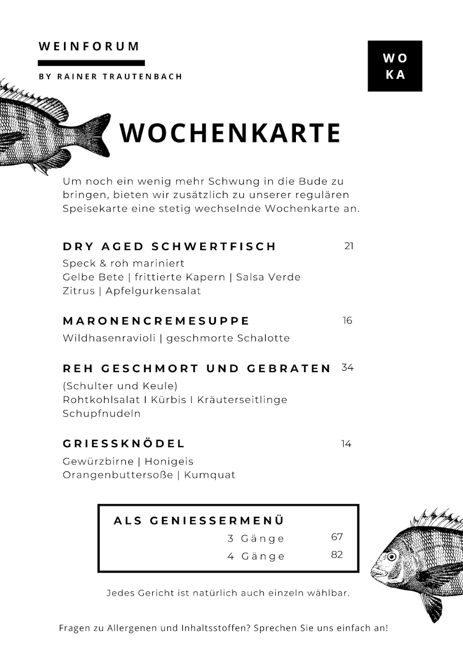 Wochenkarte – Weinforum Franken